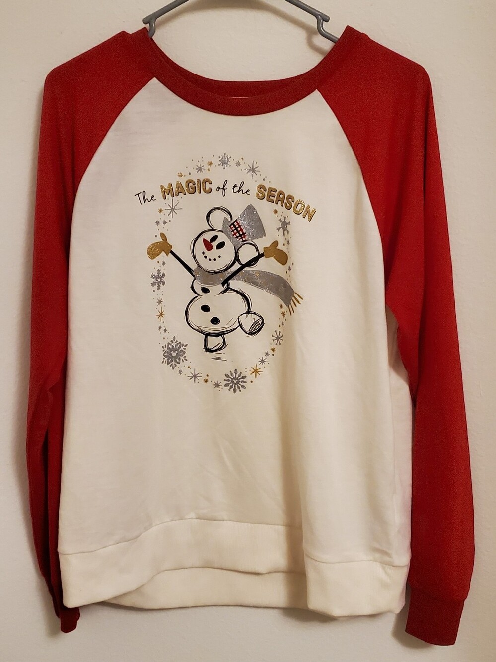 Disney Women's Mickey Snowman "The Magic Of The Season" Lightweight Sweater